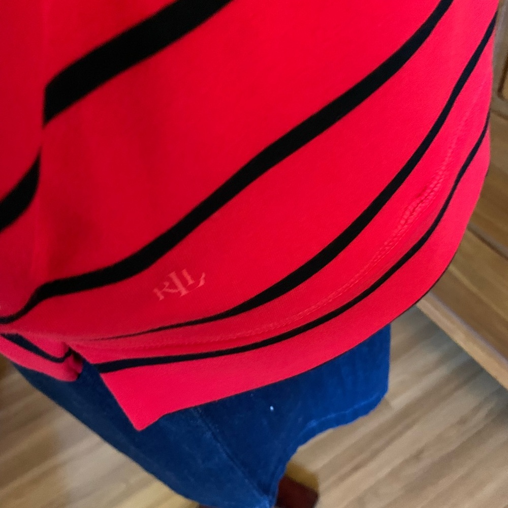 Lauren Ralph Lauren stripped cowl neck tunic pockets - Picture 4 of 8